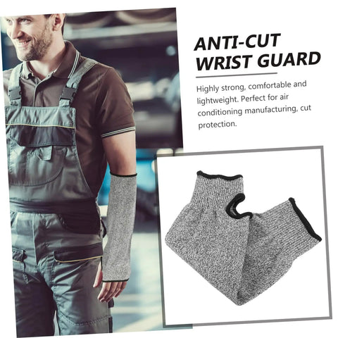 Tough As Nails Cut Resistant Arm Sleeve And Rip Proof Forearm Guard For Men And Women One Size Fits All Tear Resistant Safety Wear For Heavy Duty Yard Or Garage Grind, gray arm sleeve in use.