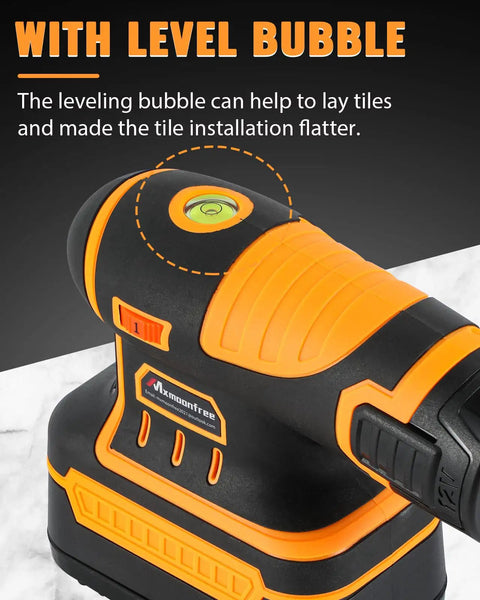 Pro Grade Tile Vibration Tool For Fast Tile Installation, 6 Gear Adjustable Vibration Up To 12000 RPM, Includes 2 Batteries, level bubble