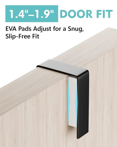 Installation of No Drill Over The Door Mop And Broom Holder With Four Slots And Four Hooks Wood Tool Hanger for a 1.4"-1.9" door fit