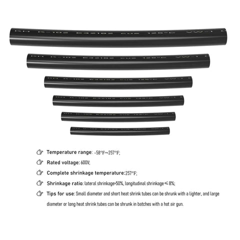 40 Pieces Heat Shrink Tubing Kit 4mm Diameter 40mm Length 2 To 1 Shrink Ratio Black Polyolefin Electrical Tubing Displayed