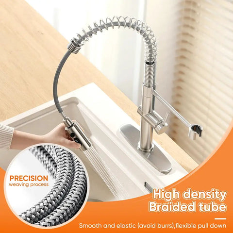 Pull Out Kitchen Faucet With Sprayer Low Lead Pro Grade Single Handle Pull Down Sprayer Brushed Nickel Finish