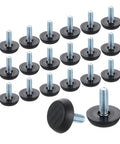 20 Pack Adjustable Furniture Feet Levelers 1/4-18 Thread Galvanized Iron Heavy Duty Screw On Glides With Non Slip Base For Tables Chairs And Other Furniture Legs Black