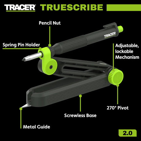 Heavy Duty Aluminum Scribe Set With Deep Hole Marking Pencil And Rugged Job Site Holster Built Tough For Woodworkers showing adjustable lock mechanism.
