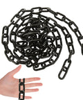 Heavy Duty Black Chain One Third Inch Thick Ten Feet Long Perfect For Hanging Porch Swing Fence And Security Locks Durable Carbon Steel Link Chain For Outdoor Use Decorative And Reliable Rigging coiled with hand for size.