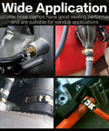 560 Piece Stepless Single Ear Hose Clamp Kit With Pliers, 22 Sizes From 5.3 To 36.1mm, 304 Stainless Steel Leak Proof Clamps For Automotive Fuel Line CV Boot PEX Pipe HVAC And Marine Includes Tools in various applications.