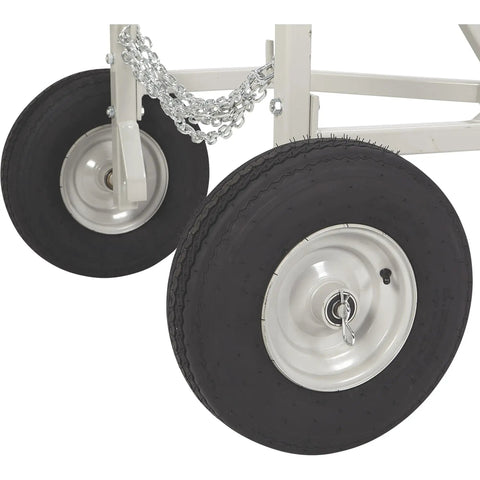 Heavy Duty Atv Log Skidding Arch Rated One Thousand Pounds Features Rugged Steel Build Smooth Pneumatic Wheels Quick Lock Hitch Coupler Hand Winch With Fifteen Foot Poly Strap Built To Yard Timber Like A Champ Without Breaking A Sweat