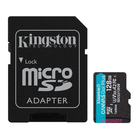 Kingston 128GB microSD card with adapter included in Pro Edition Mini 4 Pro Quadcopter Drone With RC 2 Controller package.