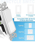 Single Pole Rocker Light Switch 15 Amp White Paddle Style On Off Wall Switch For Home And Office Built Tough No Fuss Install Residential And Commercial Grade Impact Resistant, white rocker switch with 1-3 gang plate compatibility