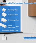 Cord Hider Kit For Walls Paintable Cable Raceways For TV Wires Self-Adhesive White Cord Covers seamless connection display