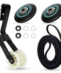 Dryer Repair Kit With Drum Roller Idler Pulley And Belt For Whirlpool Kenmore Maytag Replaces 4392065RC WP691366 Parts Shown