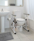 Built Tough Heavy Duty Toilet Safety Rails With Stable Stainless Steel Frame Grab Bar Handles Adjustable Height and Width