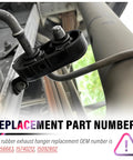2Pcs Rubber Exhaust Hangers Replacement OEM 25956663 shown installed on vehicle exhaust system for noise reduction
