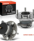 Two Pack Rear Wheel Bearing And Hub Assembly For Mazda 3 2019 To 2023 And CX 3 2020 To 2021 5 Lug Compatible With Front Wheel Drive Only Durable Premium Quality Plug And Play Ready To Install, featuring hub components and packaging.