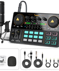 All In One Podcast Studio Bundle With Mixer And USB Audio Interface Plus Condenser Microphone For Live Streaming And Recording On PC