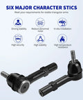 6 Piece Beefed Up Tie Rod End Kit With 4 Inner And Outer Tie Rod Ends And Boots For 2007 2013 Chevy Silverado Avalanche Suburban Tahoe GMC Sierra Yukon XL 1500 Cadillac Escalade ESV EXT Replacement, black steel