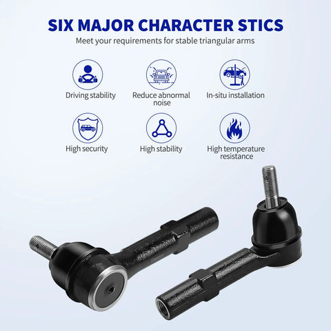 6 Piece Beefed Up Tie Rod End Kit With 4 Inner And Outer Tie Rod Ends And Boots For 2007 2013 Chevy Silverado Avalanche Suburban Tahoe GMC Sierra Yukon XL 1500 Cadillac Escalade ESV EXT Replacement, black steel