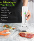Portable Vacuum Sealer For Food With Detachable And Visible Water Tank, Compact And Easy To Clean, sealing bags with food