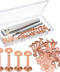 Copper Rivet And Burr Washer Leather Craft Kit With Number 9 And Number 12 Rivets, Setter, Burr Setter, Hole Punch Cutter displayed