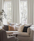 Living room with Total Blackout Curtains 96 Inches Long For Bedroom And Living Room Two Panel Set, Heavy Thermal Rustic Beige Linen Burlap Look