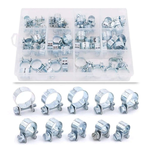 Dude, This Rock Solid Stainless Steel Worm Gear Hose Clamp Kit Is Total Sick Gear For 10 Sizes From 7 To 18mm And Perfect For Any Auto Job Or Home Repair Work Today Without Breaking The Bank. 60-piece stainless steel worm gear hose clamp kit in storage case, 7-18mm