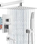 Rainfall Shower System With Tub Filler And Handheld Spray Dope 10 Inch Chrome Shower Head All Metal Construction 3 Function Wall