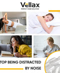 Collage of people exercising, sleeping, reading, working, and image of Clear Self Adhesive Cabinet Bumpers Pack Of 256 One Half Inch Rubber Pads.