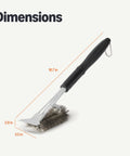 Deluxe Grill Brush And Scraper With Long Handle For Tough BBQ Residue dimensions: 16.7in handle, 3.5x2.8in head.