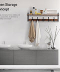 29 Inch Rustic Wall Coat Rack With Shelf And Hooks Entryway Organizer for Living Room Bedroom or Bathroom in bathroom