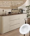Living room cabinet with Recessed Cabinet Pulls 2 Inch Round White Flush Door Pulls Stainless Steel Finger Handles installed.
