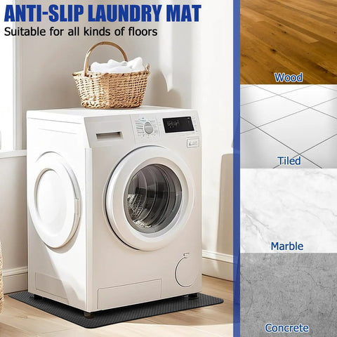 Heavy Duty 27 By 27 Inch Double Sided Non Slip Washer And Dryer Floor Mat With Anti Vibration Pad Protects Floors From Vibration Moisture And Scratches Fits Most Washers Dryers And Refrigerators In The Laundry Room