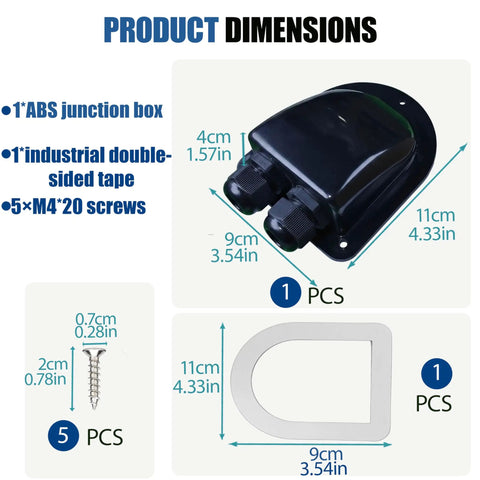 Waterproof Solar Cable Entry Gland With Leak Proof Rubber Gaskets For RV Solar Install ABS Double Wire Housing IP68