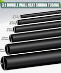 Six Roll Heavy Duty Heat Shrink Tubing Kit For Quarter Three Eighths And Half Inch Sizes With Three To One Ratio Marine Grade Adhesive Lined Wrap Tube For Insulation Sealing And Wear Resistant Protection Black Four Feet Per Roll