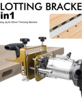 Rugged Mortise And Tenon Jig With Greaseless Linear Track For Router Slotting Locator adjustable fixture mounted on wood.