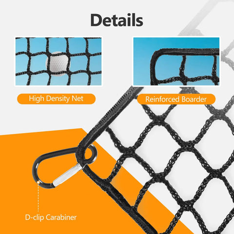 Golf Practice Net Without Frame 10x10x10ft Durable Polyester Netting With 4 Carabiners And 4 Tie Ropes Easy Setup material details