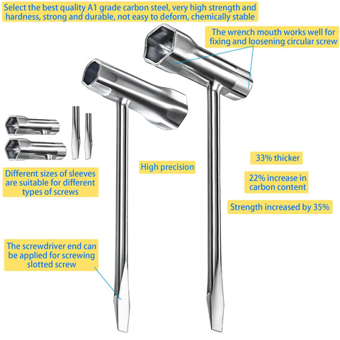 Six Pack Chainsaw Screwdriver Wrench Set In 13 By 19 Mm, Long And Short Sizes, visible in steel, heat treated, galvanized finish