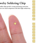 Close-up of a gold plated solder chip from 150 Pieces Gold Plated Copper Solder Chips For Jewelry Making And Electronics Repair