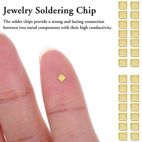 Close-up of a gold plated solder chip from 150 Pieces Gold Plated Copper Solder Chips For Jewelry Making And Electronics Repair