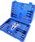46Pcs Harmonic Balancer Puller Set With Steering Wheel Flywheel Crankshaft And Pulley Pullers in blue case