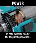 Internal view of 7 Inch Angle Grinder With 15 Amp Power Rotatable Gear Housing Every 90 Degrees Dust Sealed Armature.