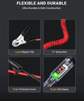 All Purpose Automotive Test Light With 5-120V LED Digital Voltage Display, Circuit Tester With Voltmeter And Dual Color Polarity Indicator, Long Probe Electrical Test Pen For Car, Truck, RV Fuse Checker, 96in spring wire and clamp