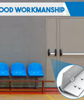 Tough As Nails 83 Inch Continuous Piano Hinge Heavy Duty Anodized Aluminum full length door hardware shown with blue seats.