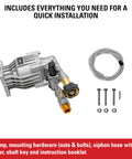 3300 PSI 2.4 GPM Replacement Pressure Washer Pump Kit With Horizontal Axial Cam For Gas Pressure Washers, Three Quarter Inch Shaft, Includes Hardware And Siphon Tube, Easy Install And Built To Last with installation components