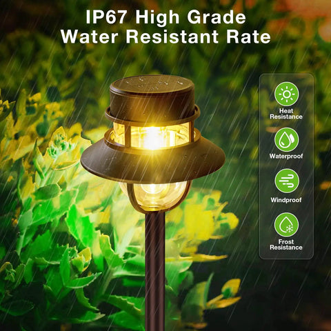 Solar Pathway Lights Outdoor 6 Pack Dope Bright White LED Landscape Lights For Garden And Walkways IP67 glowing in rain