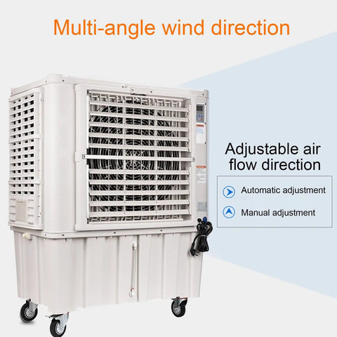 Portable Evaporative Air Cooler With Built In Water Tank And Easy Grip Remote Control versatile desk fan with multi-angle wind direction.