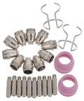 Plasma Cutter Electrode Nozzle Kit For Cut 60 Ag60 SG55 With Drag Shield Cap And Torch Protection Pro Grade Stainless Steel Tips High Efficiency Consumables For Cleaner Safer Mess Free Cuts, assorted tips and pink ceramic shields