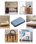 24 Piece Self-Adhesive Teflon Furniture Sliders Set That Make Moving Furniture A Breeze, Rectangle 35x25mm Glide Pads For Moving Furniture Across Floors, Grayish Blue Floor Protectors For All Floor Surfaces displayed with various furniture types.