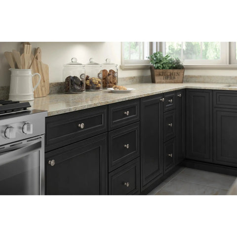 Satin Nickel Cabinet Knobs 10 Pack Round Mushroom Design For Kitchen Cabinets Dresser Drawers Closet Furniture on black cabinets.