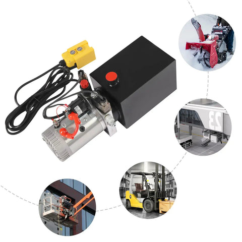 Get This Bad Boy 3KW Hydraulic Pump With A Massive Steel Tank For Your Dump Trailer, Car Lift Or Snow Plow, featuring remote control and durable build.