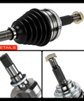 CV Axle Shaft Assembly Front Left Driver Side For Toyota Celica 1990 To 1993, Corolla 1993 To 2002, MR2 1987 To 1989, Chevrolet Prizm 1998 To 2002, Geo Prizm Fits Replace 4342002031 in black metal with ABS ring, detail view