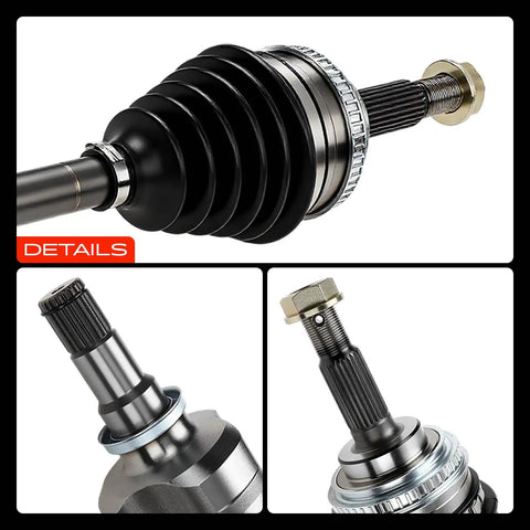 CV Axle Shaft Assembly Front Left Driver Side For Toyota Celica 1990 To 1993, Corolla 1993 To 2002, MR2 1987 To 1989, Chevrolet Prizm 1998 To 2002, Geo Prizm Fits Replace 4342002031 in black metal with ABS ring, detail view